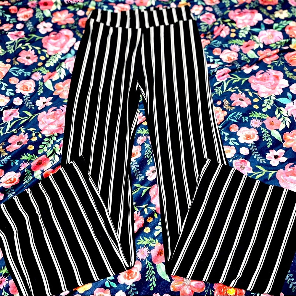 Feathers striped flared dressy pants